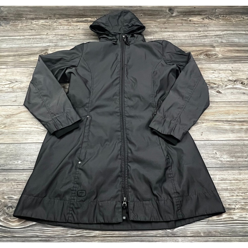 OGIO Womens Long Jacket Black L Full Zip Hoodie Polyester Pockets Dressy‎ Office